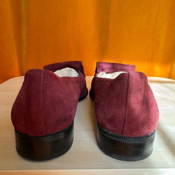 Stuart Weitzman Burgundy Suede Tassel Pointy Toe Avatass Loafer Size 10 - Picture 7 of 8